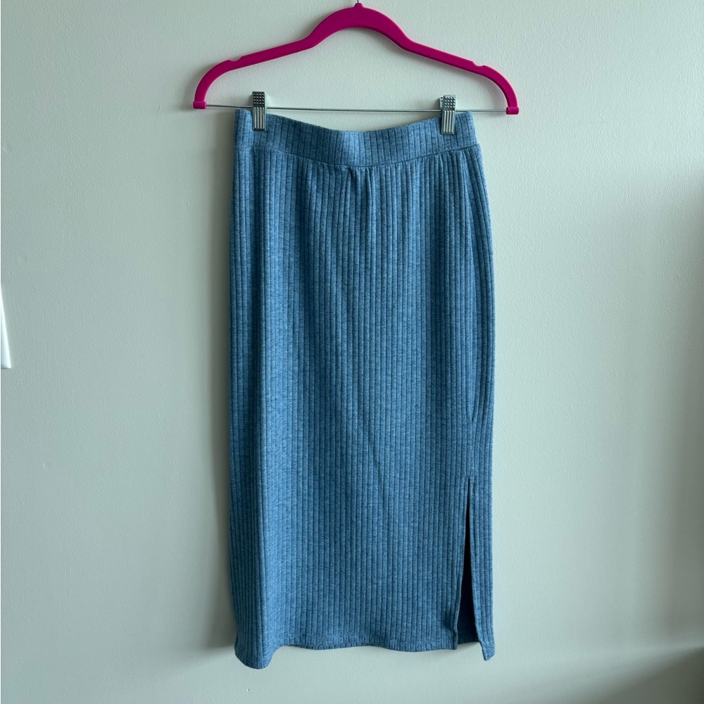 NWOT 1. STATE Rib Knit Side Slit Midi Pencil Skirt - Picture 3 of 4